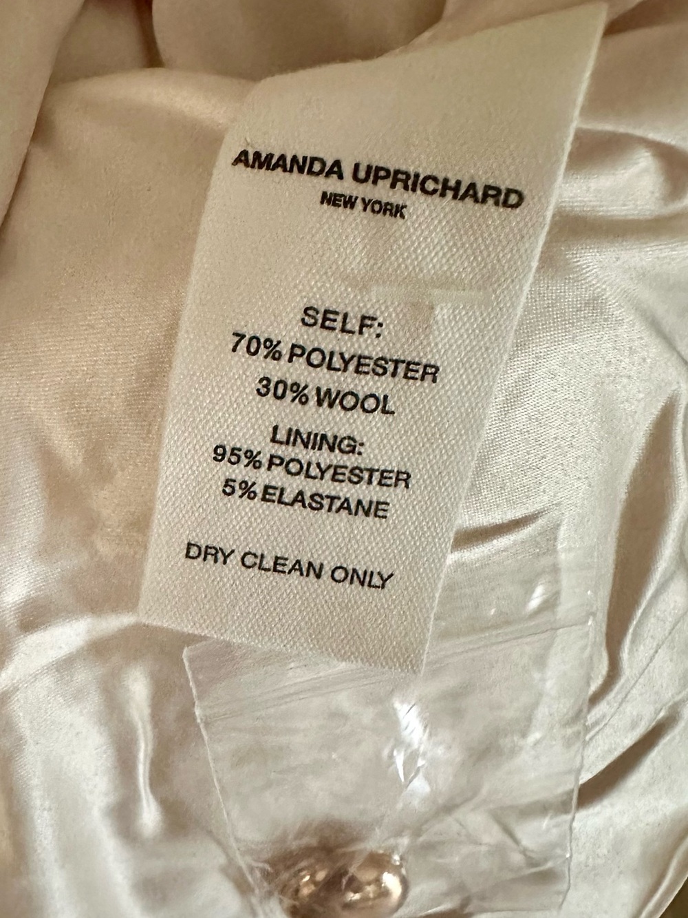 Amanda Uprichard Cream & Tan Houndstooth Lady Jacket Size L $209 *Flaw* - Picture 8 of 10
